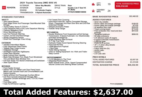 Another view of 2021 Toyota Tacoma SR5 for sale in Duluth, GA at Autoplex Atlanta
