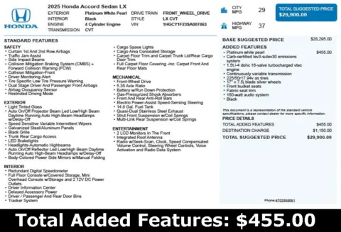 Another view of 2025 Honda Accord LX for sale in Duluth, GA at Autoplex Atlanta