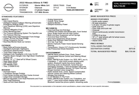 Another view of 2022 Nissan Altima 2.5 S for sale in Duluth, GA at Autoplex Atlanta