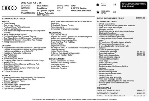 Another view of 2022 Audi A8 L 55 for sale in Duluth, GA at Autoplex Atlanta