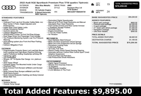 Another view of 2022 Audi SQ5 Sportback Premium Plus for sale in Duluth, GA at Autoplex Atlanta