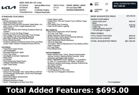 Another view of 2021 Kia K5 GT-Line for sale in Duluth, GA at Autoplex Atlanta