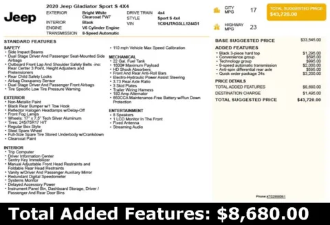 Another view of 2020 Jeep Gladiator Sport for sale in Duluth, GA at Autoplex Atlanta