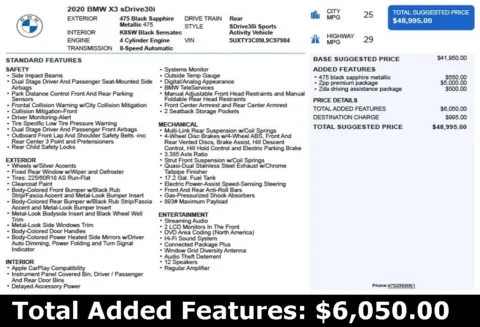 Another view of 2020 BMW X3 sDrive30i for sale in Duluth, GA at Autoplex Atlanta