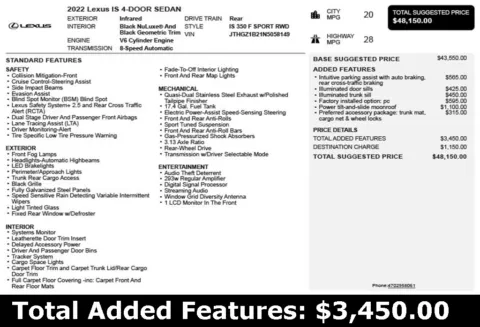 Another view of 2022 Lexus IS 350 F SPORT for sale in Duluth, GA at Autoplex Atlanta