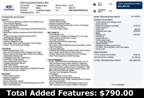 Another view of 2022 Hyundai Elantra SEL for sale in Duluth, GA at Autoplex Atlanta