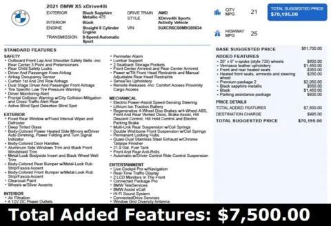 Another view of 2021 BMW X5 xDrive40i for sale in Duluth, GA at Autoplex Atlanta
