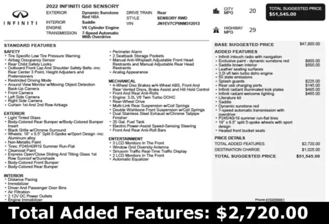 Another view of 2022 INFINITI Q50 SENSORY for sale in Duluth, GA at Autoplex Atlanta