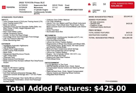 Another view of 2022 Toyota Prius XLE for sale in Duluth, GA at Autoplex Atlanta