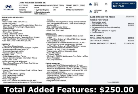 Another view of 2019 Hyundai Sonata SE for sale in Duluth, GA at Autoplex Atlanta