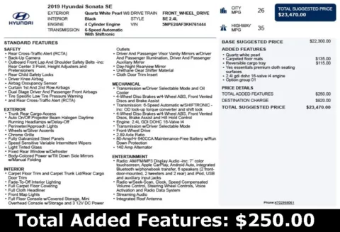 Another view of 2019 Hyundai Sonata SE for sale in Duluth, GA at Autoplex Atlanta