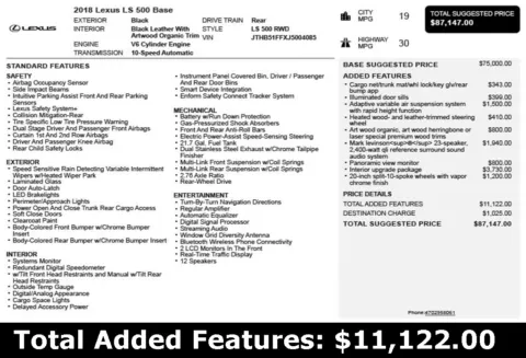 Another view of 2018 Lexus LS 500 Base for sale in Duluth, GA at Autoplex Atlanta