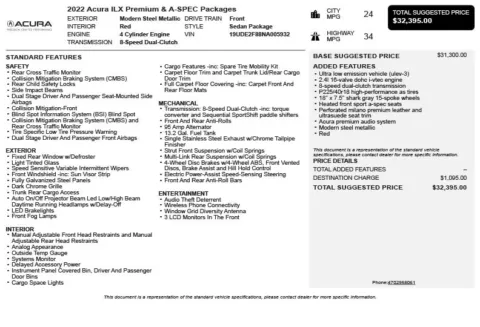 Another view of 2022 Acura ILX Premium and A-SPEC Packages for sale in Duluth, GA at Autoplex Atlanta