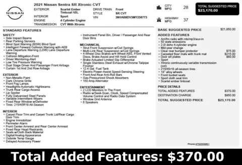 Another view of 2021 Nissan Sentra SR for sale in Duluth, GA at Autoplex Atlanta