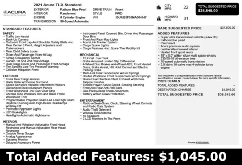 Another view of 2021 Acura TLX for sale in Duluth, GA at Autoplex Atlanta