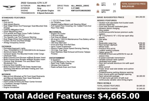 Another view of 2022 Genesis G70 3.3T for sale in Duluth, GA at Autoplex Atlanta