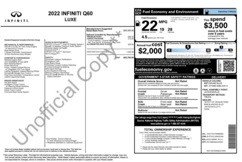 Another view of 2022 INFINITI Q60 LUXE for sale in Fishers, IN at AutoGiant USA Fishers