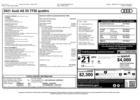 Another view of 2021 Audi A8 L 55 for sale in Fishers, IN at AutoGiant USA Fishers