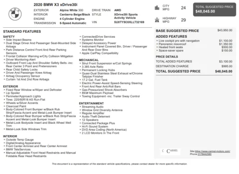 Another view of 2020 BMW X3 xDrive30i for sale in Fishers, IN at AutoGiant USA Fishers