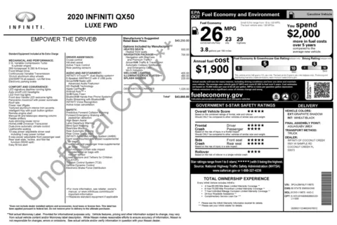 Another view of 2020 INFINITI QX50 LUXE for sale in Fishers, IN at AutoGiant USA Fishers