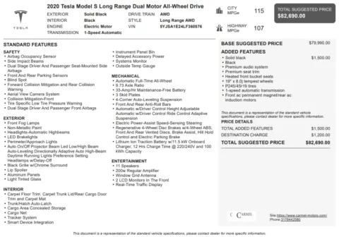 Another view of 2020 Tesla Model S Long Range for sale in Fishers, IN at AutoGiant USA Fishers