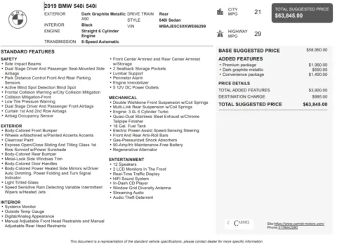 Another view of 2019 BMW 5 Series 540i for sale in Fishers, IN at AutoGiant USA Fishers