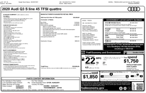 Another view of 2020 Audi Q3 Premium S line for sale in Fishers, IN at AutoGiant USA Fishers