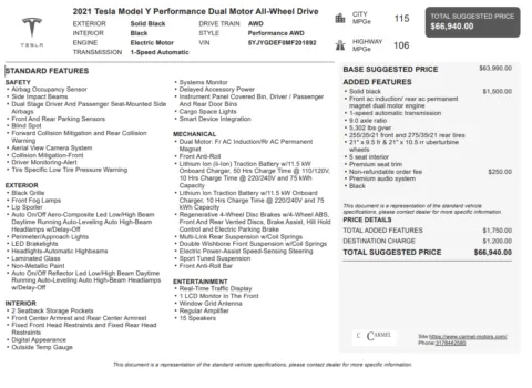 Another view of 2021 Tesla Model Y Performance for sale in Fishers, IN at AutoGiant USA Fishers