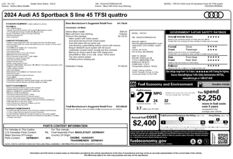 Another view of 2024 Audi A5 Sportback 45 S line Premium Plus for sale in Fishers, IN at AutoGiant USA Fishers