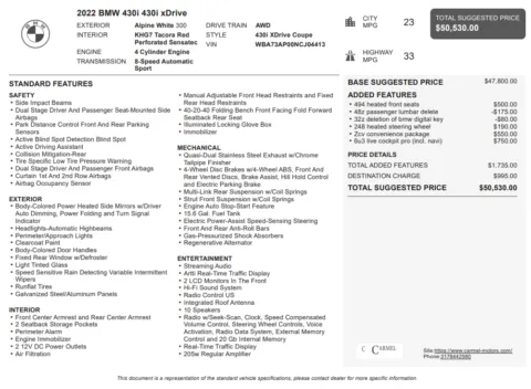 Another view of 2022 BMW 4 Series 430i xDrive for sale in Fishers, IN at AutoGiant USA Fishers