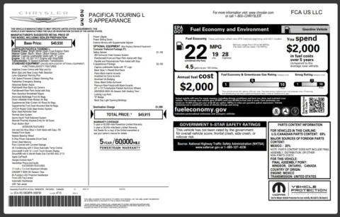 Another view of 2023 Chrysler Pacifica Touring L for sale in Fishers, IN at AutoGiant USA Fishers
