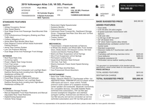 Another view of 2019 Volkswagen Atlas SEL Premium for sale in Fishers, IN at AutoGiant USA Fishers