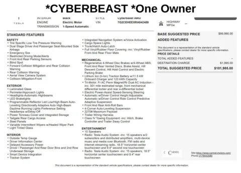 Another view of 2024 Tesla Cybertruck Cyberbeast for sale in Fishers, IN at AutoGiant USA Fishers