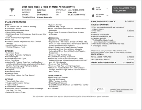 Another view of 2021 Tesla Model S Plaid for sale in Fishers, IN at AutoGiant USA Fishers