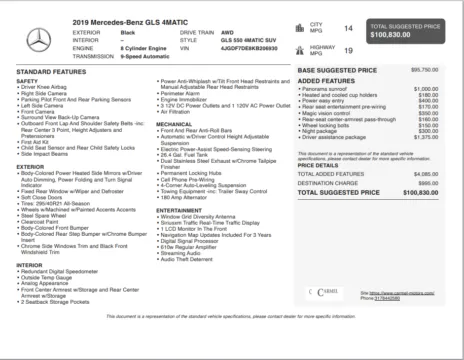 Another view of 2019 Mercedes-Benz GLS 550 for sale in Fishers, IN at AutoGiant USA Fishers