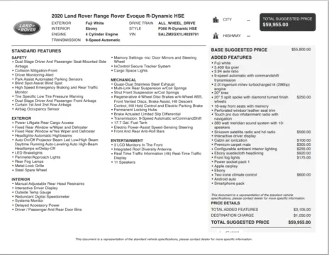 Another view of 2020 Land Rover Range Rover Evoque R-Dynamic HSE for sale in Fishers, IN at AutoGiant USA Fishers