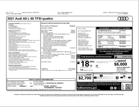 Another view of 2021 Audi A8 4.0 for sale in Fishers, IN at AutoGiant USA Fishers