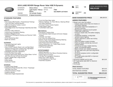 Another view of 2018 Land Rover Range Rover Velar HSE R-Dynamic for sale in Fishers, IN at AutoGiant USA Fishers