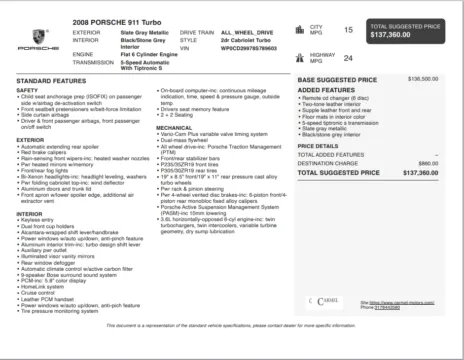 Another view of 2008 Porsche 911 Turbo for sale in Fishers, IN at AutoGiant USA Fishers