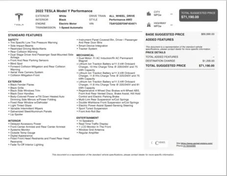 Another view of 2022 Tesla Model Y Performance for sale in Fishers, IN at AutoGiant USA Fishers