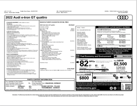 Another view of 2022 Audi e-tron GT Prestige for sale in Fishers, IN at AutoGiant USA Fishers