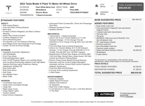 Another view of 2023 Tesla Model X Plaid for sale in Fishers, IN at AutoGiant USA Fishers