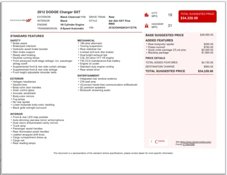 Another view of 2012 Dodge Charger SXT for sale in Fishers, IN at AutoGiant USA Fishers