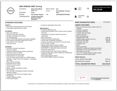 Another view of 2004 Nissan 350Z Touring for sale in Fishers, IN at AutoGiant USA Fishers