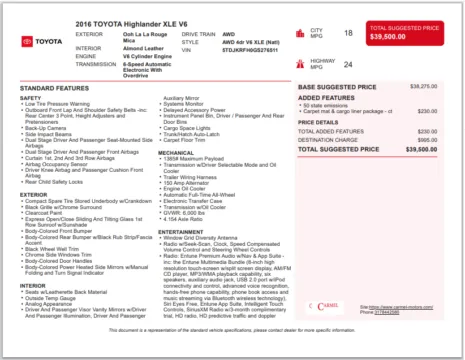 Another view of 2016 Toyota Highlander XLE V6 for sale in Fishers, IN at AutoGiant USA Fishers