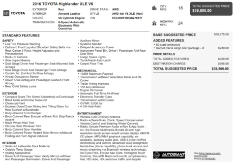 Another view of 2016 Toyota Highlander XLE V6 for sale in Fishers, IN at AutoGiant USA Fishers