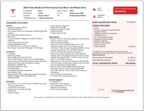 Another view of 2020 Tesla Model S Performance for sale in Fishers, IN at AutoGiant USA Fishers