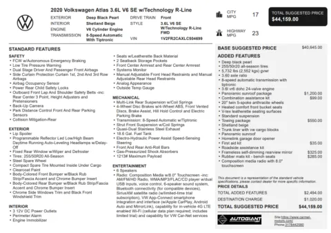 Another view of 2020 Volkswagen Atlas 3.6L V6 SE for sale in Fishers, IN at AutoGiant USA Fishers