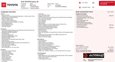 Another view of 2018 Toyota Camry LE for sale in Fishers, IN at AutoGiant USA Fishers