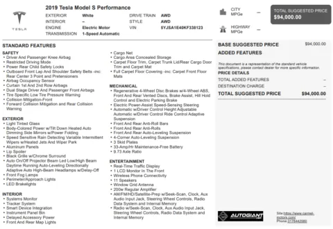 Another view of 2019 Tesla Model S Performance for sale in Fishers, IN at AutoGiant USA Fishers